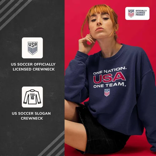 Vista 2 de The Victory Officially Licensed Unisex Adult USA National Soccer Team One Nation One Team Slogan Crewneck Sweatshirt