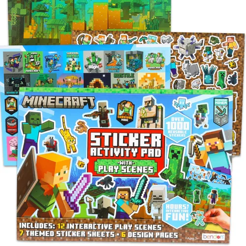Vista 2 de Minecraft Stickers Giant Activity Pad for Kids - 1000+ Sticker Book 11"x14