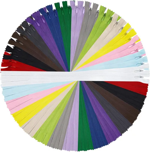 Vista 12 de DOITEM - Cremalleras invisibles para costura, 45 unidades de 10 pulgadas, cremalleras invisibles de nailon multicolor para coser y manualidades, 15