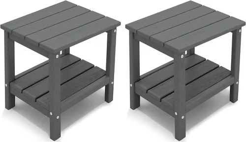 Vista 12 de KINGYES Mesa auxiliar doble, mesa auxiliar Adirondack, color azul marino