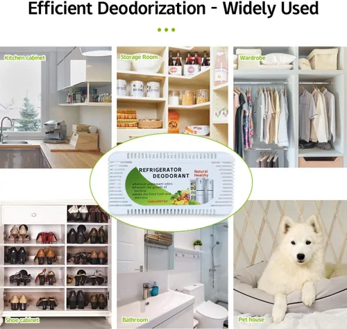 Vista 6 de Desodorizador para refrigerador (paquete de 6) - Eliminador de olores para refrigerador y congelador, carbón activado natural, combate los olores