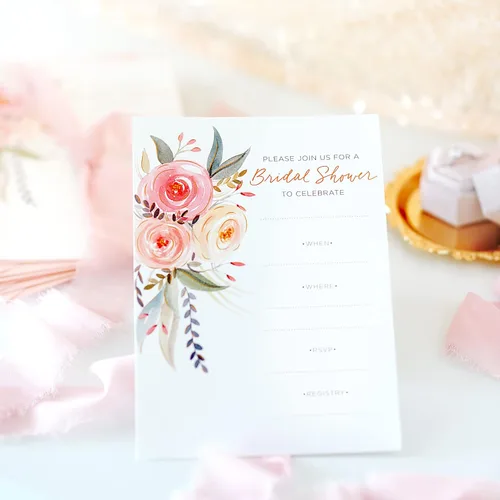 Vista 4 de Papyrus Invitaciones para despedida de soltera, floral (20 unidades)