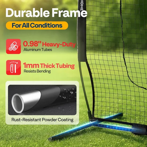 Vista 2 de VIVOHOME Baseball Softball Batting Net - 7x7 Ft Baseball Backstop, Softball Practice Net for Hitting, Pitching, Throwing with Batting Tee and Carry