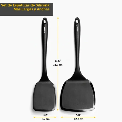 Vista 2 de Juego de espátulas de silicona de gran tamaño, espátula de silicona resistente al calor de 600 °F, espátula para voltear y aletas para cocinar