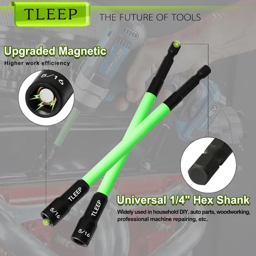 Vista 4 de Juego de tuercas de impacto de 150 mm con 1/4" 5/16" 3/8" de potencia magnética, juego de brocas de taladro hexagonal para llave de impacto, juego