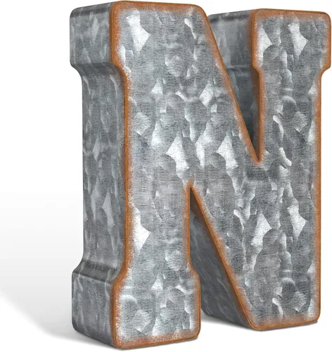 Vista 25 de CraftyCrocodile Números de metal galvanizado de 7" para decoración de pared - Número 3D 0 para colgar y de pie libre - Números de mesa rústicos