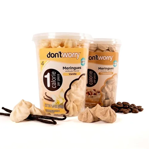 Vista 10 de Don't Worry Galletas de merengue Doble sabor a chocolate y galletas y crema Dulce bajo en azúcar con 4 calorías por unidad Postre keto