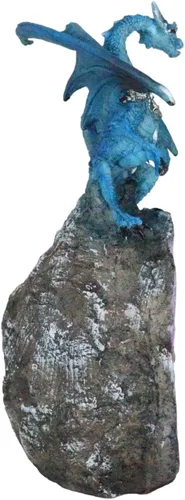 Vista 4 de Ebros Gift Fantasía Meteorito iridiscente Dragón Azul Guardando Cuarzo Púrpura Geoda Imitación Caverna Rock Figurita Colección Mediana Calabozos