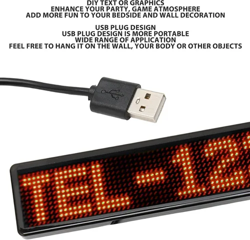 Vista 4 de Diydeg Panel LED, control de aplicación Bluetooth, señal LED programable, USB 5 V, 12 x 72 puntos, rojo, estilo tecnológico moderno, para automóvil