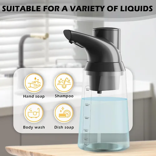 Vista 5 de Dispensador de jabón automático ajustable sin contacto, 4 niveles ajustables,Bomba de jabón líquido con sensor operado por baterías,Dispensador