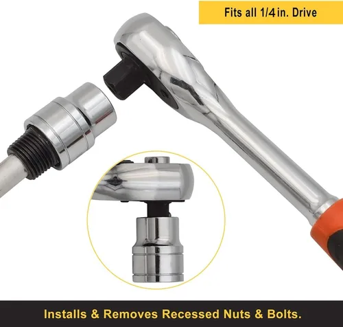 Vista 6 de Utoolmart 1/4-Inch Drive 0.157 in 6-Point Zócalo poco profundo, métrico, Cr-V Cromo-vanadio 4 Pcs