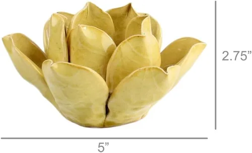 Vista 3 de HomArt Soporte para velas de té Lotus, amarillo