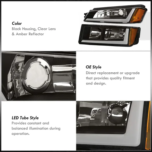 Vista 4 de AJP Distributors Conjunto de Faros Delanteros LED DRL Tube Bar para Conducción + Conjunto de Lámparas de Señal de Parachoques Par