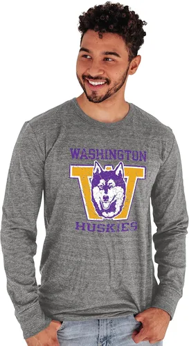 Vista 2 de NCAA - Camiseta de manga larga para hombre, triblend, retro, vintage