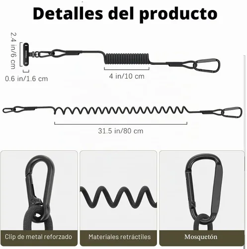 Vista 4 de MoKo Arnés de correa universal para teléfono, correa elástica antirrobo anticaída para teléfono con clip de mosquetón, Negro