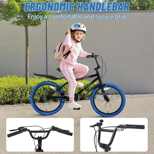 Vista 7 de Bicicleta infantil de 20 pulgadas estilo BMX, bicicletas para niñas y niños de 8 a 12 años, bicicleta de una sola velocidad para niños y niñas