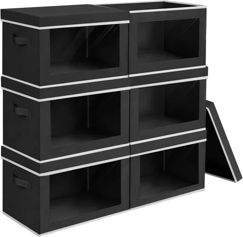 Vista 35 de Homsorout Contenedores de almacenamiento con tapas, organizadores pequeños de tela con ventana, contenedores de almacenamiento plegables para ropa