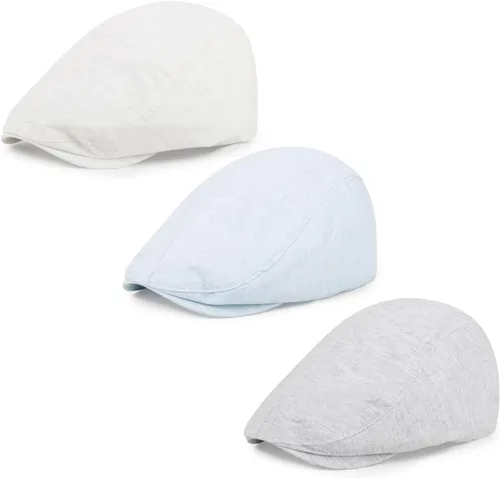 Vista 27 de 3 piezas de gorra Newsboy de algodón para hombre, gorra plana ajustable genial