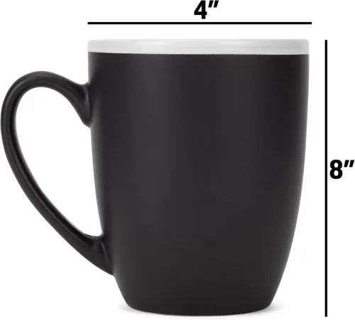 Vista 5 de Elanze Designs Juego de 4 tazas de cerámica mate de 16 onzas con interior blanco y negro