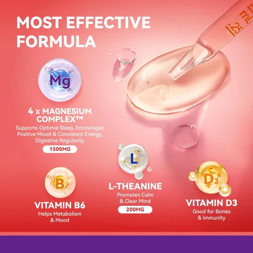 Vista 7 de Glicinato de magnesio Gomitas para adultos, sueño, relajación y concentración, sabor a piña y líquido con citrato de magnesio y taurato, sabor a