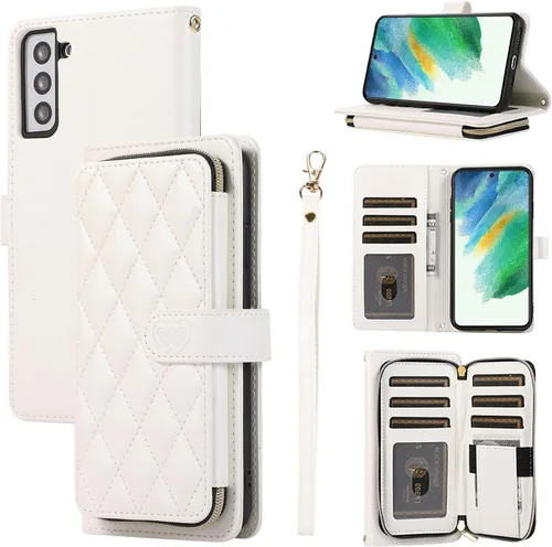 Vista 18 de Funda de Cartera para Samsung Galaxy S20 FE 5G de 6.5 Pulgadas con Correa para Muñeca, Billetera con Cremallera y más de 9 Ranuras para Tarjetas