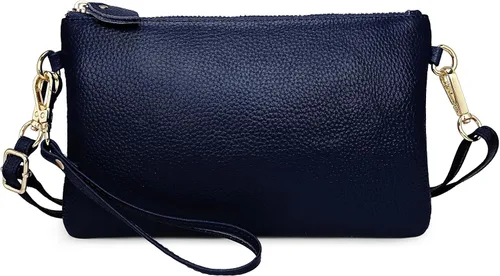 Vista 2 de Uromee Cartera de mano para mujer, de piel auténtica, con cadena de hombro desmontable