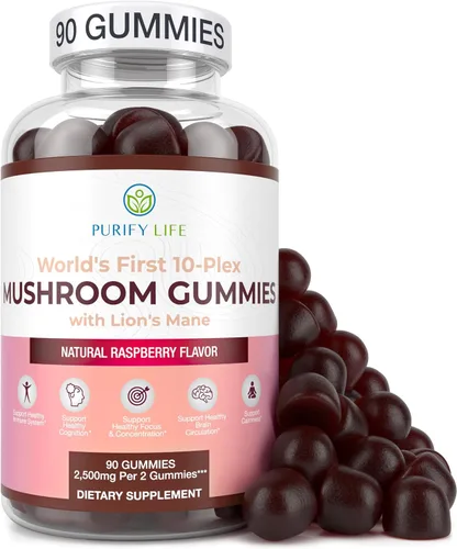 Vista 2 de Purify Life Paquete de gomitas de complejo de hongos y palma enana americana, apoyo inmunológico, suplementos de próstata de palma enana americana
