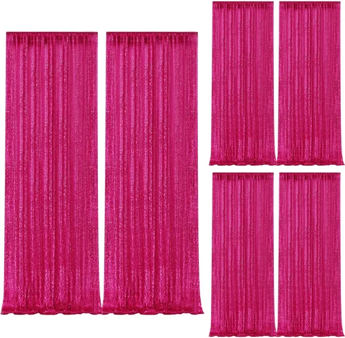 Vista 59 de 2 paneles de cortinas de fondo de lentejuelas verdes de 8 pies, cortinas de fondo de fotografía con purpurina para decoración de Navidad, boda