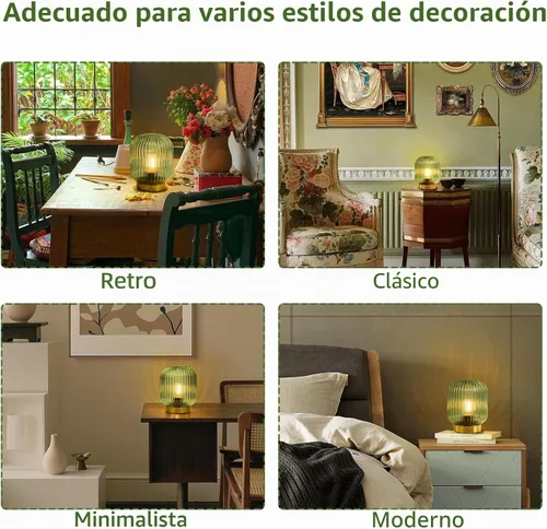 Vista 8 de MJ PREMIER Lámpara de mesa recargable, lámpara inalámbrica con función de memoria, verde Pequeña lámpara de cristal LED con brillo de Dimmable