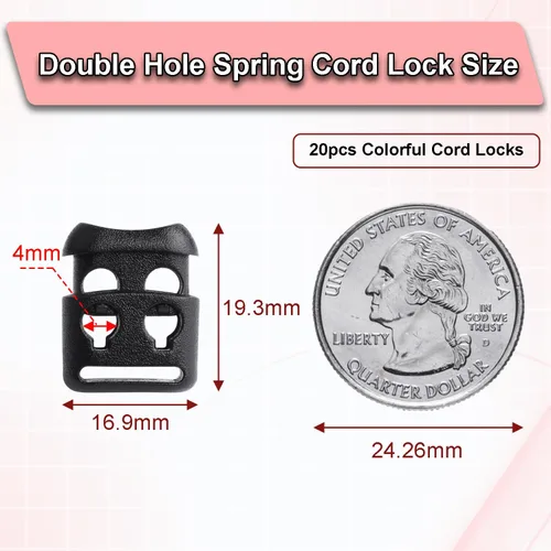 Vista 2 de CooBigo Plastic Cord Locks for Paracord Drawstring Clip, Spring Toggle Cord Stopper Sweatpant Hat Gloves Hoodie String Lock