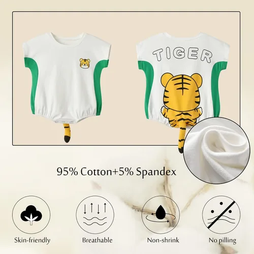 Vista 5 de TONWHAR Body unisex de algodón para bebé, de manga corta, para bebés, niños y niñas, overol de animales para verano