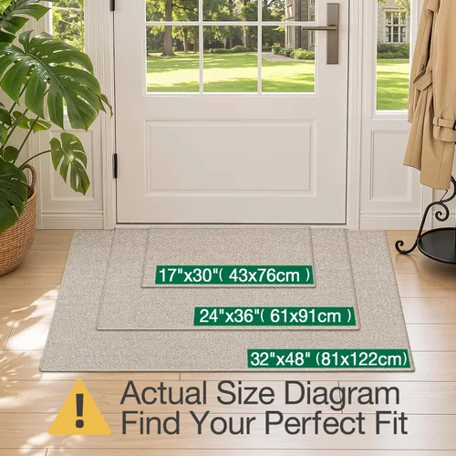 Vista 2 de LUMI Tapete ultradelgado para puerta de interior de 17 x 30 pulgadas, tapete de entrada antideslizante, tapete de perfil bajo, tapete de diseño