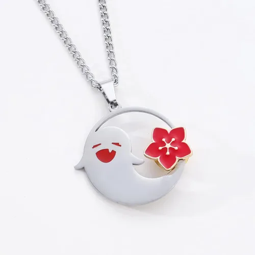 Vista 3 de Boryeer Genshin Impact - Collar de cosplay de personajes de Hu Tao, lindo fantasma de Halloween, regalos para los amantes del anime