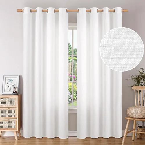 Vista 72 de BGment Cortinas de Lino Beige de 63 Pulgadas de Largo 2 Paneles - Tratamientos para Ventanas con Textura de Arpillera Filtrantes de Luz Cortinas