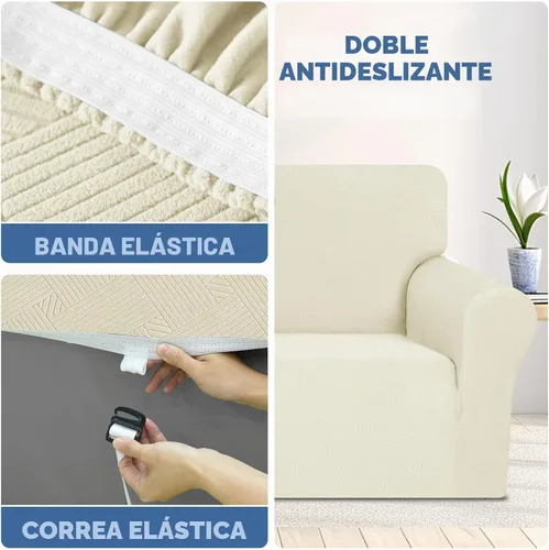Vista 4 de JIVINE - Funda para sofá biplaza, 1 pieza elástica para sofá de 2 cojines, protector de muebles con parte inferior elástica para niños y mascotas