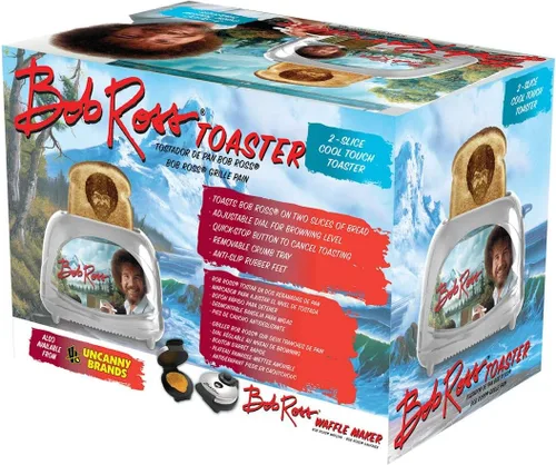 Vista 3 de Uncanny Brands Tostadora Bob Ross: tuesta la cara icónica de Bob en tu tostada