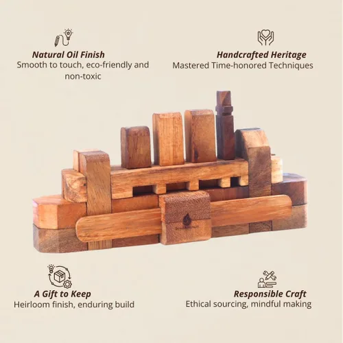 Vista 5 de Rompecabezas de madera Kumiki Brain Teaser para adultos, juego de rompecabezas de madera entrelazado 3D hecho a mano, rompecabezas clásico japonés