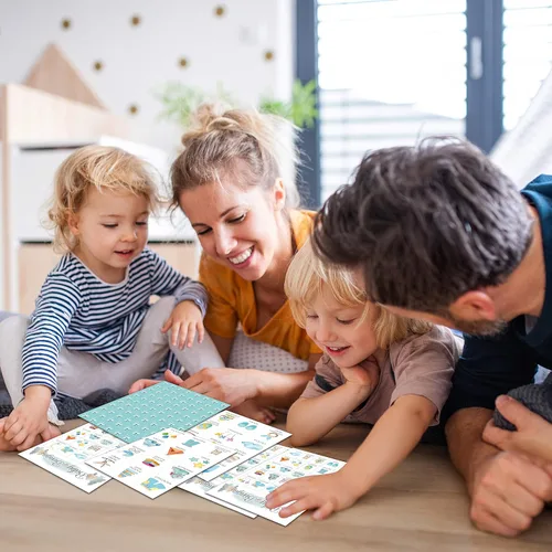 Vista 5 de Tarjetas de bingo para bebé, juego azul para baby shower para 24 jugadores, juegos de fiesta de revelación de género para actividades familiares
