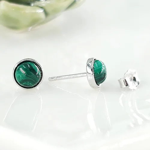 Vista 40 de Pendientes naturales de 0.236 in con chapado en oro blanco sobre plata de ley, bisel cabujón de piedras preciosas regalo de joyería para ella