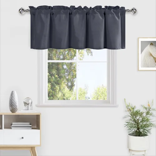 Vista 66 de DWCN Cortinas de Cenefa para Sala de Estar, Cocina, Baño/Sótano - Aqua Sólido, 1 Panel, 42 x 12 Pulgadas, Oscurecimiento de Habitación Solid Short