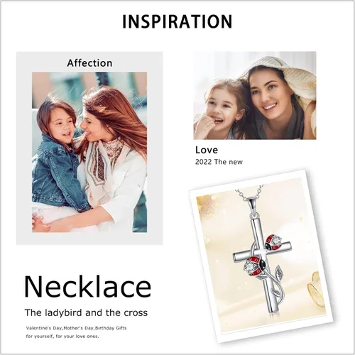 Vista 6 de CRMAD Collar de colibrímariquitalibélula para mujer, collar de cruz de plata de ley, regalos para niñas