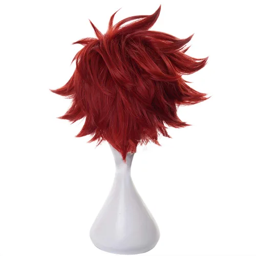 Vista 4 de C-ZOFEK Reki - Peluca corta roja para cosplay, disfraz de anime de Halloween (rojo)