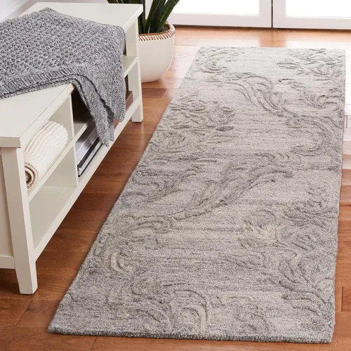 Vista 26 de SAFAVIEH Jardin Collection - Alfombra de área de 5 x 8 pies, gris, lana hecha a mano, ideal para zonas de alto tráfico en sala de estar, dormitorio