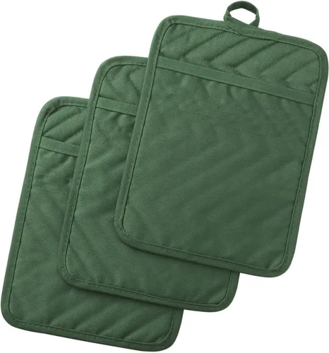 Vista 16 de Anyi Juego de soportes para ollas y guantes de horno de 7 x 9 pulgadas, resistentes al calor, de algodón, con bolsillo para ollas, características