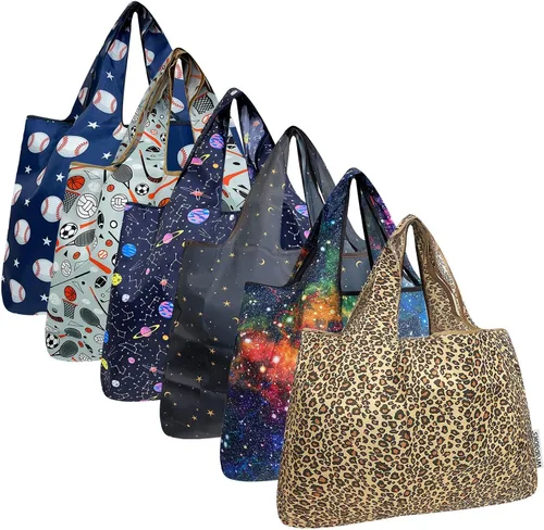 Vista 20 de allydrew Bolsas grandes plegables de nailon reutilizables para comestibles, paquete de 6