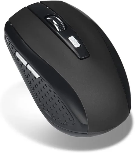 Vista 6 de Mouse inalámbrico de 2.4 GHz, negro, portátil, receptor USB, rango de 33 pies, peso de 0.71 oz, diseño cómodo, fácil de usar