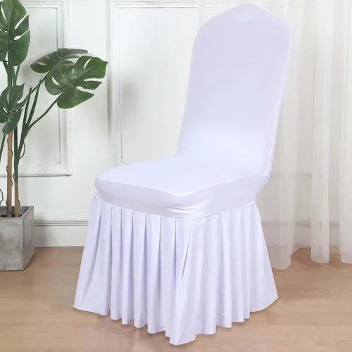Vista 27 de Efavormart - Funda para silla de banquete de elastano con falda plisada con volantes y banda trasera cruzada, funda elástica negra para bodas y Negro