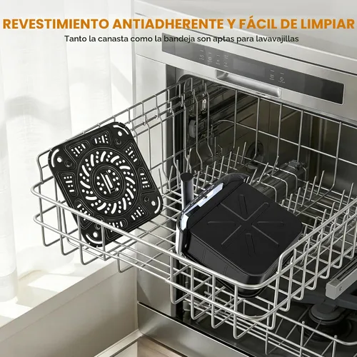 Vista 6 de [Usado] Sweetcrispy Freidora de aire de 4 cuartos con ventana, freidora digital de 1500 W con 8 preajustes, temporizador de 60 minutos, máximo 400