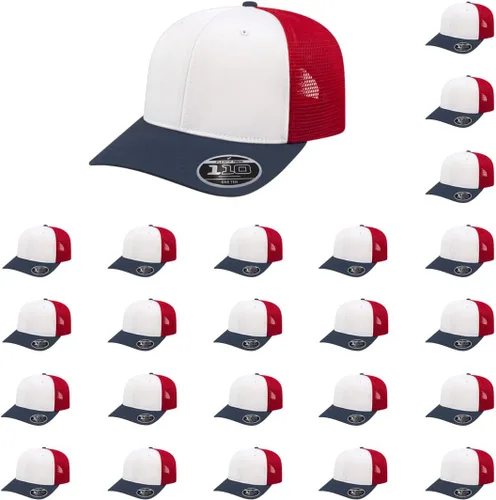 Vista 19 de Cap America i8502 Flexfit 110 Premium - Gorra de camionero de perfil medio con 6 paneles de malla trasera con protección UV y cierre ajustable