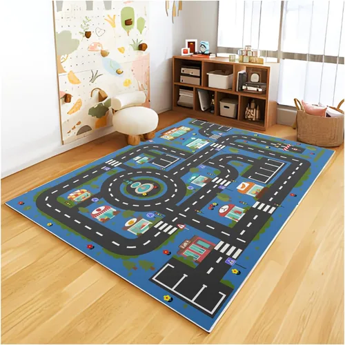 Vista 9 de Alfombra ABC Analógica para Niños Sala de Juegos Alfombra de Juego de Autos Alfombra de Carretera de Vida Urbana para Autos Divertido Mapa de Ciudad